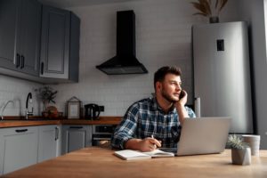 Man working from home during the pandemic